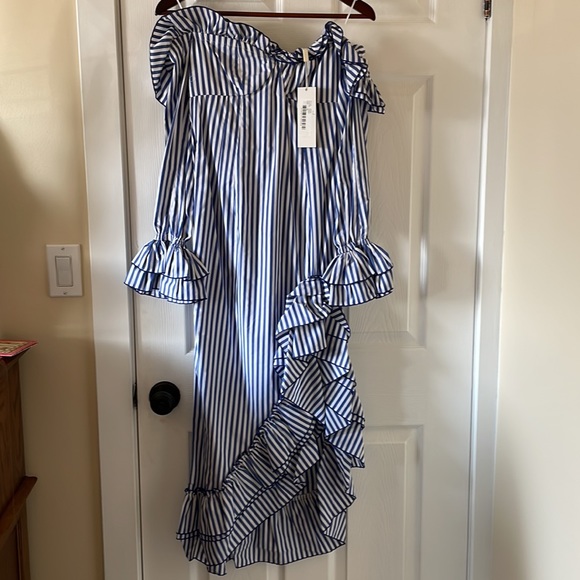 Petersyn X Revolve Kerri indigo striped dress nautical preppy small flaw - Picture 2 of 11